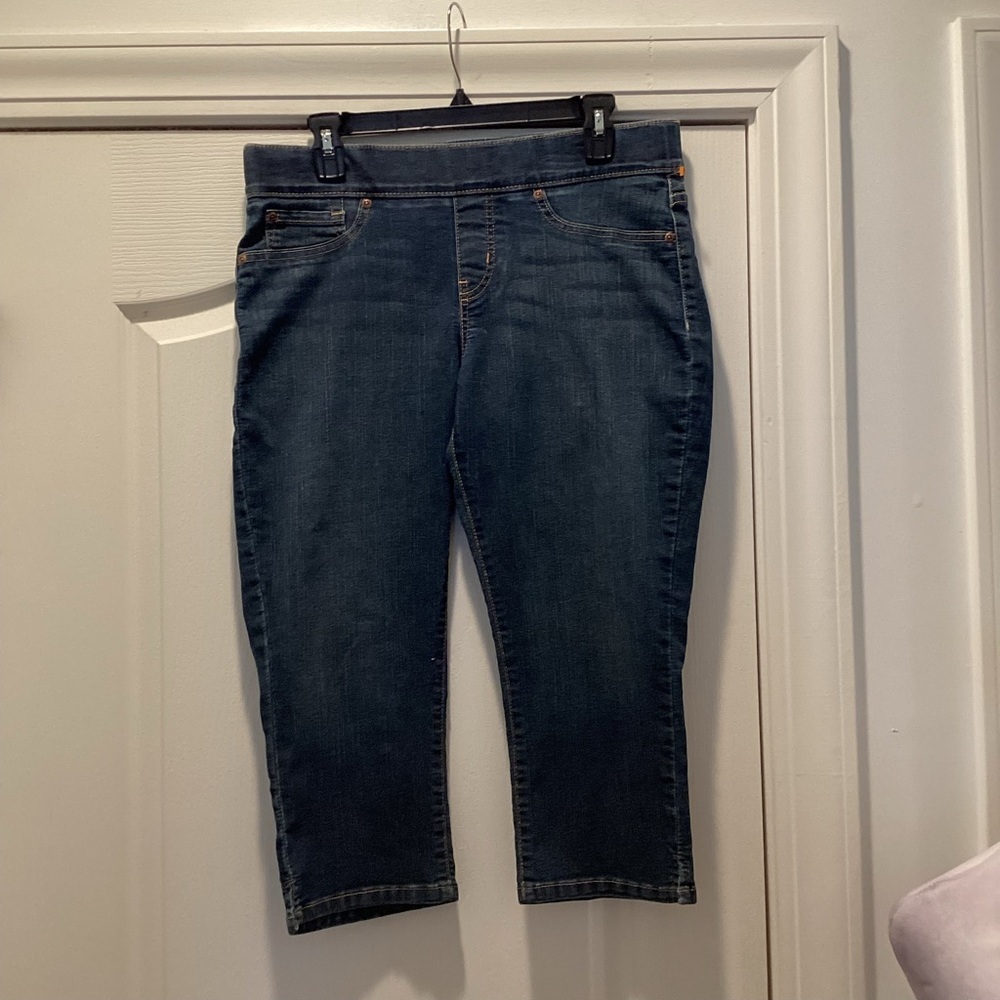 SIGNATURE LEVI STRAUSS Dark Blue Stretch Capri Jeans ( Size: 14 )